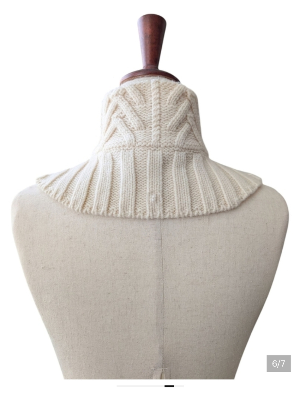 Veronica Beard Wool Cream Cable Knit Dickey Insert - Picture 5 of 6